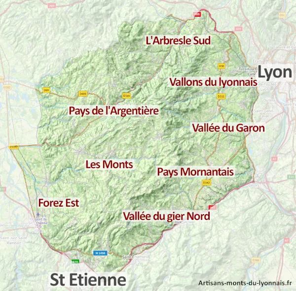 Monts du lyonnais carte